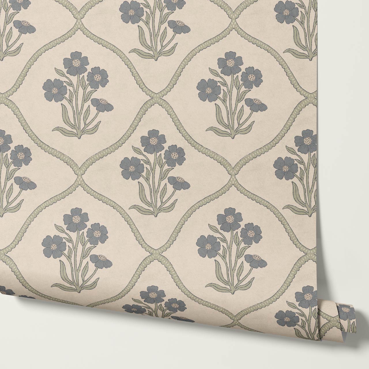 Brigida Garden Weave Almond Slate Wallpaper