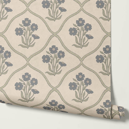 Brigida Garden Weave Almond Slate Wallpaper