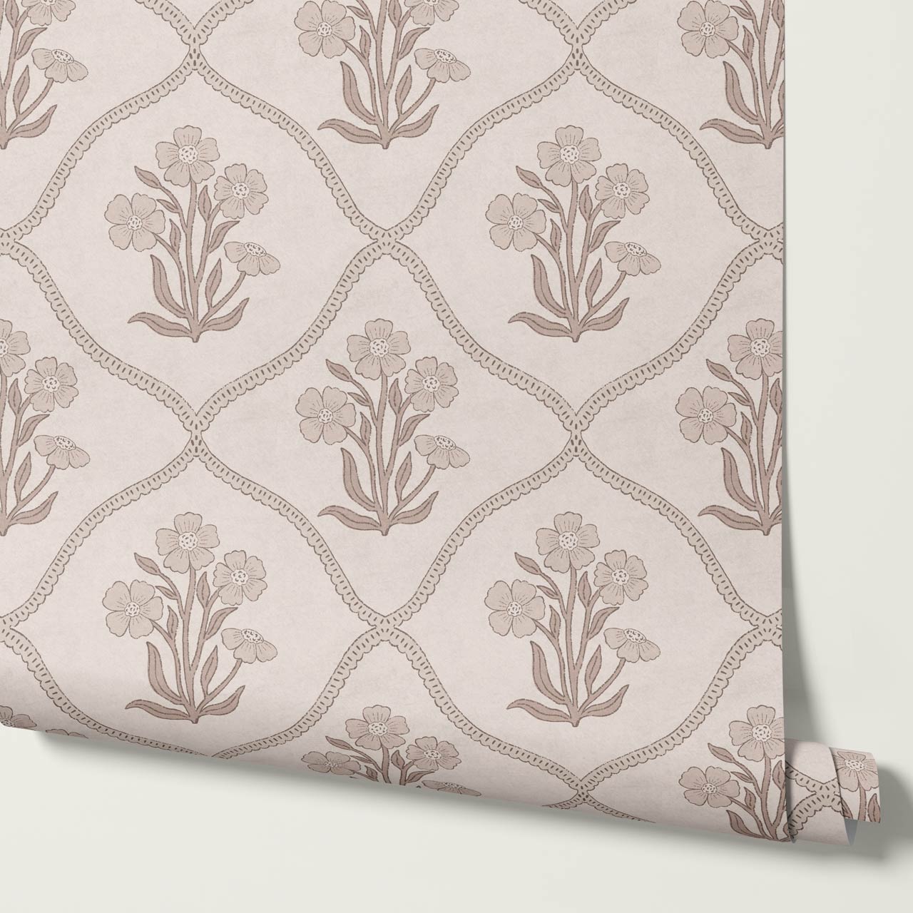 Brigida Garden Weave Rose Dust Petal Wallpaper