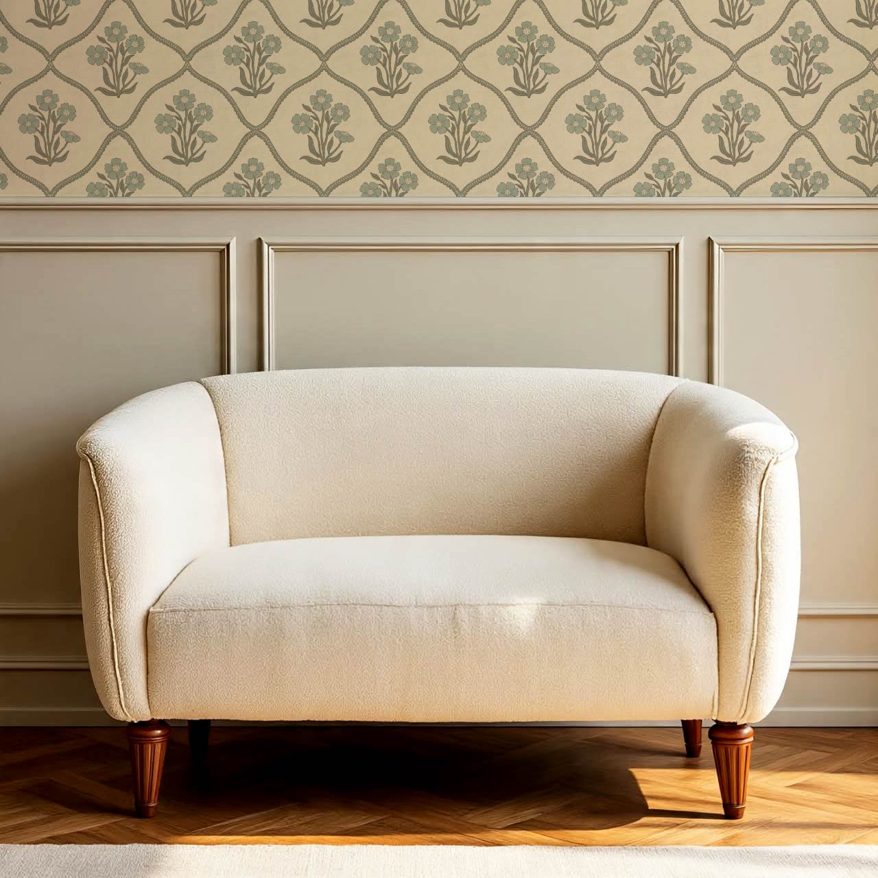 Brigida Garden Weave Almond Green Smoke Wallpaper