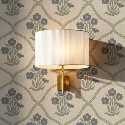Brigida Garden Weave Almond Slate Wallpaper