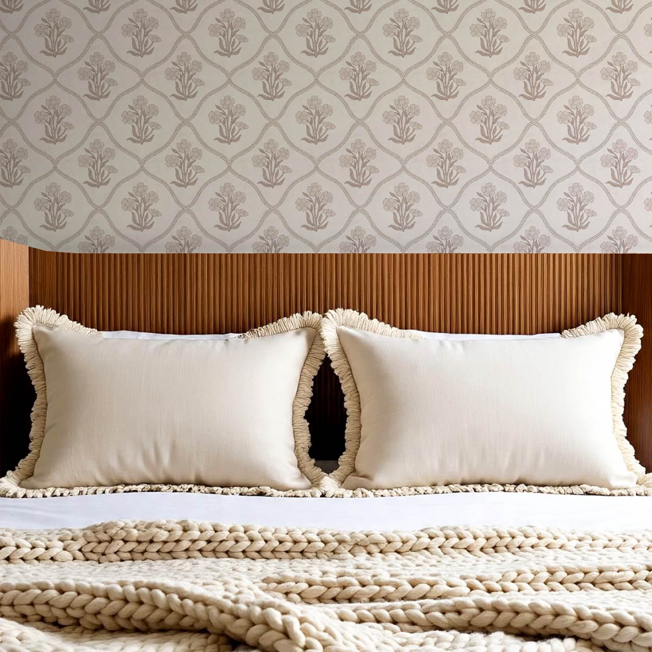 Brigida Garden Weave Rose Dust Petal Wallpaper