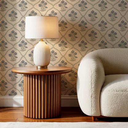 Brigida Garden Weave Almond Slate Wallpaper