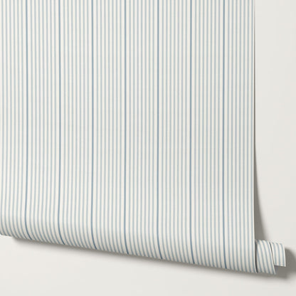 Brooklyn Thin Pin Stripe Blue Wallpaper