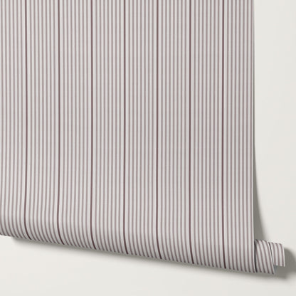 Brooklyn Thin Pin Stripe Cinnamon Slate Wallpaper