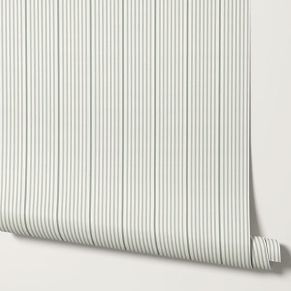 Brooklyn Thin Pin Stripe Forest Wallpaper