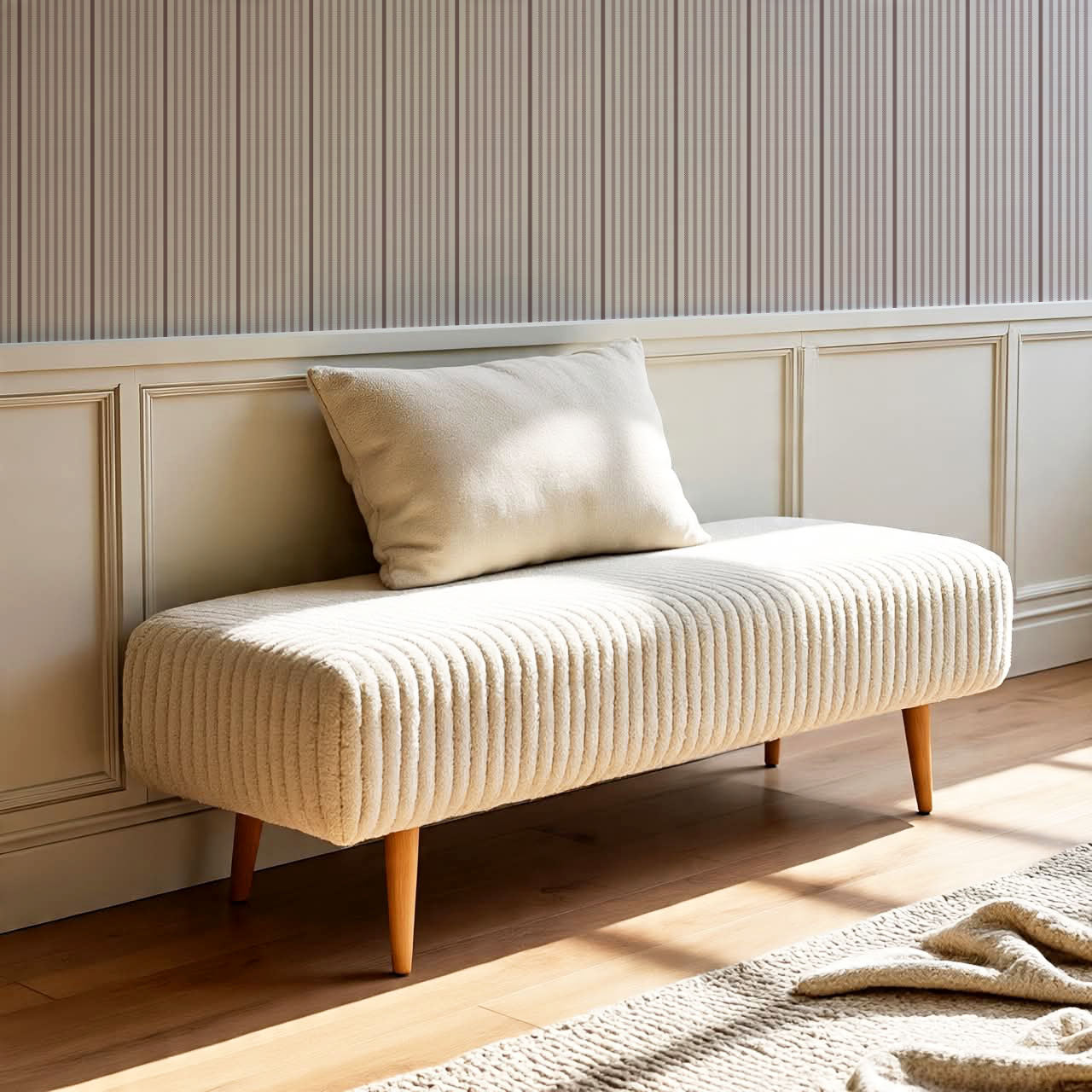 Brooklyn Thin Pin Stripe Cinnamon Slate Wallpaper
