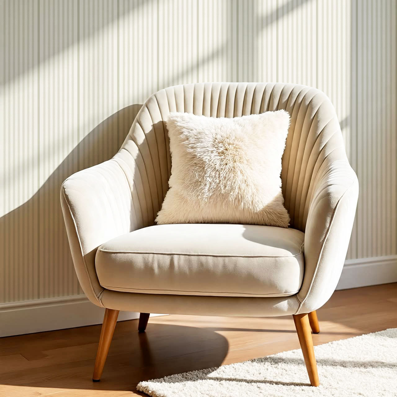 Brooklyn Thin Pin Stripe Soft Sage Wallpaper