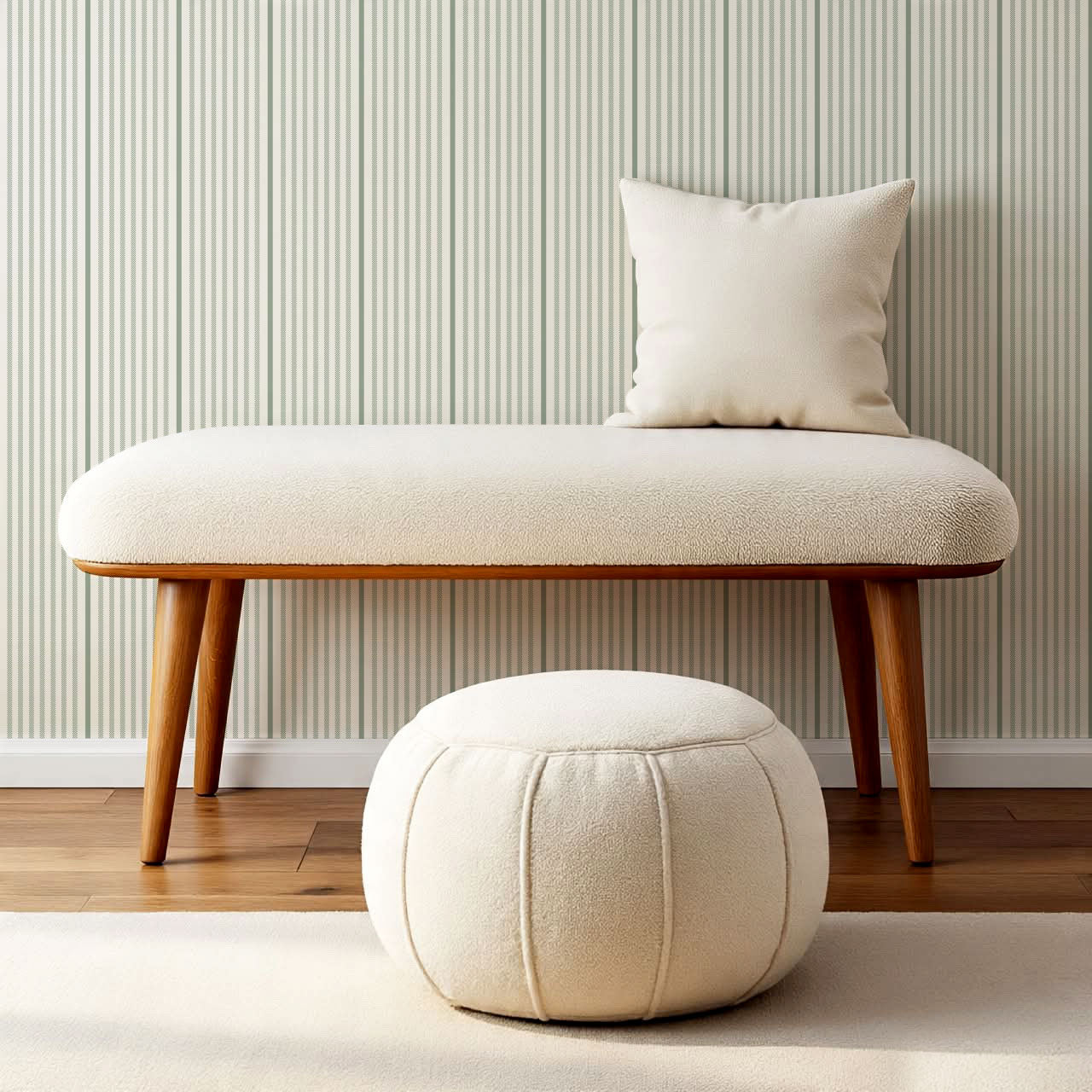 Brooklyn Thin Pin Stripe Forest Wallpaper