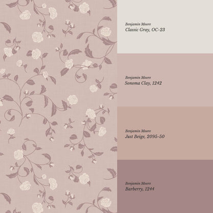 Bella Roses Mauve Wallpaper