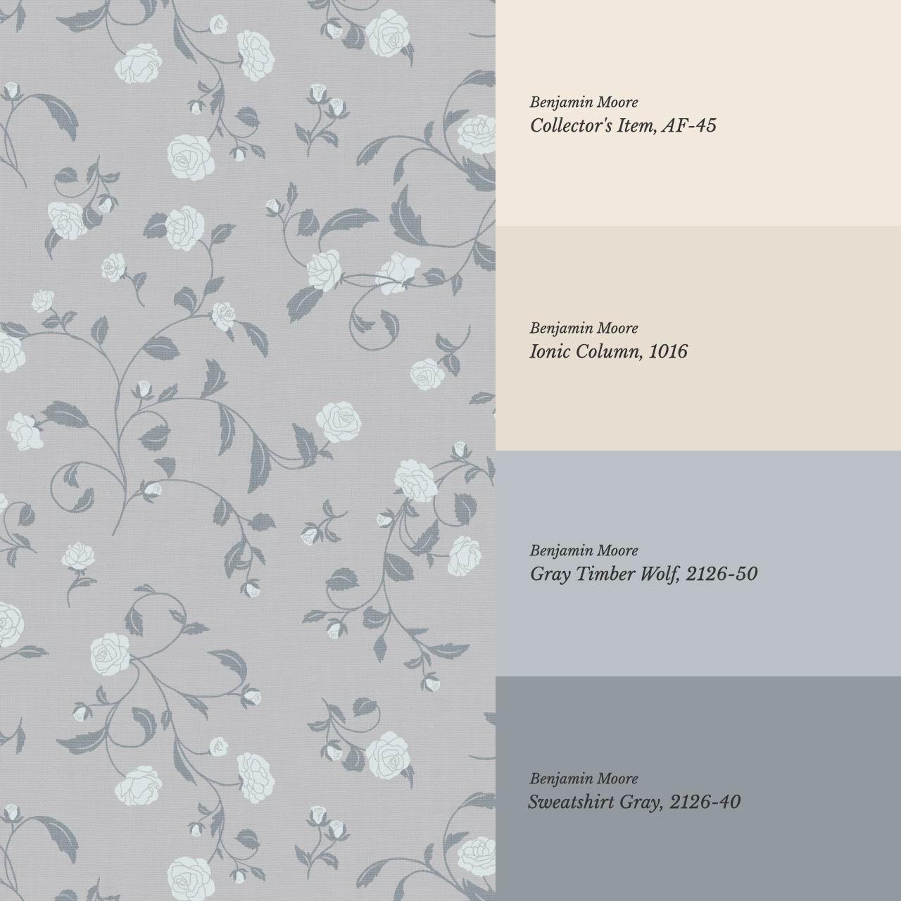 Bella Roses Slate Wallpaper