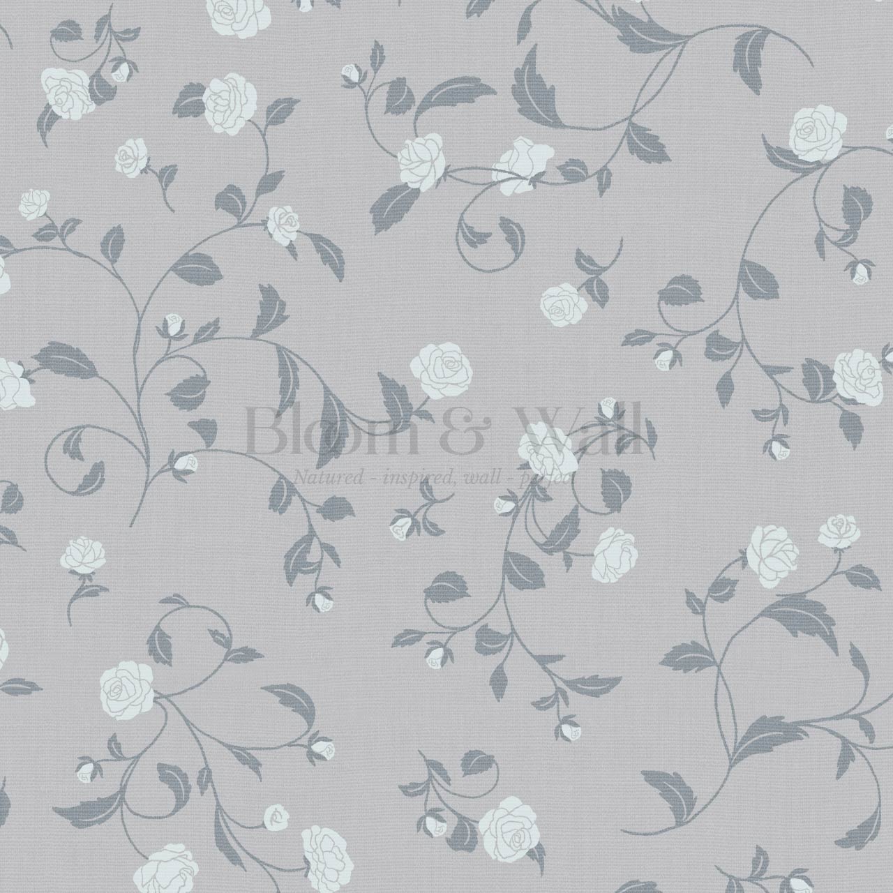 Bella Roses Slate Wallpaper