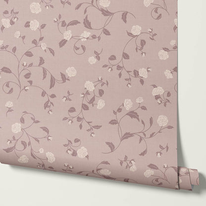 Bella Roses Mauve Wallpaper