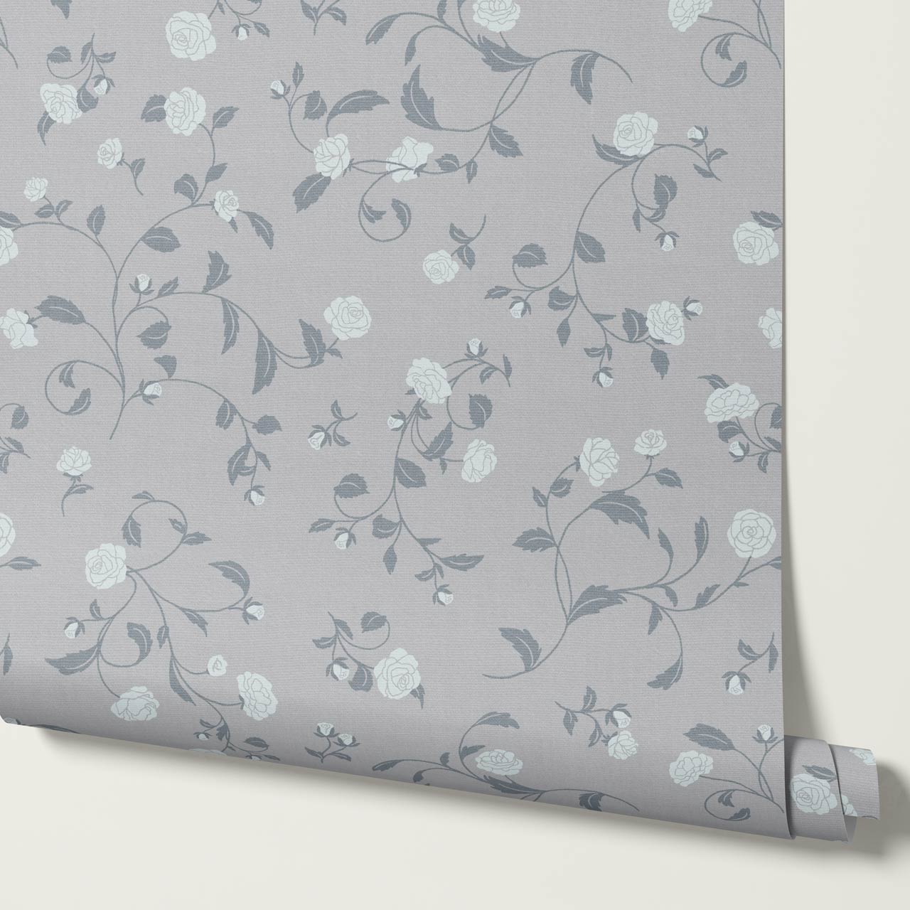 Bella Roses Slate Wallpaper