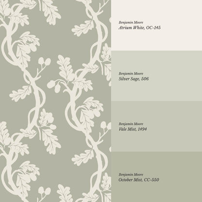 Buria Trailling Acorn Sage Cream Wallpaper