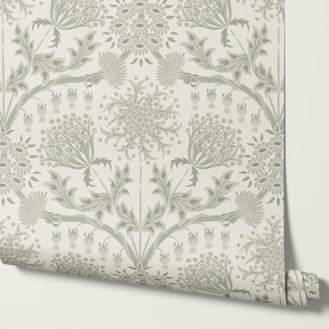 Caitronia Large Wildflowers Ivory Dry Sage Wallpaper