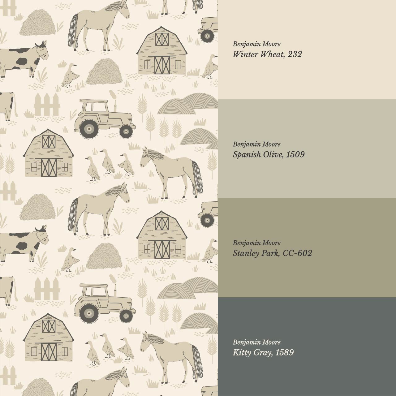 Caleb Farm Life Tan Wallpaper