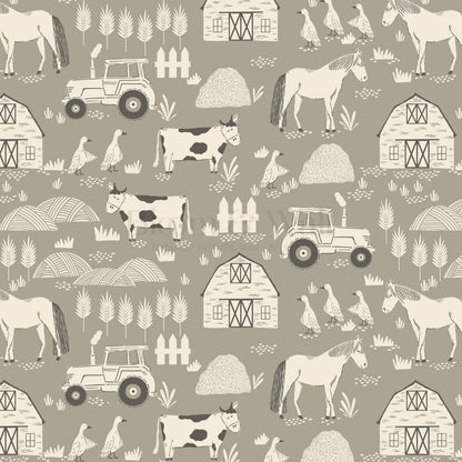 Caleb Farm Life Olive Stone Wallpaper