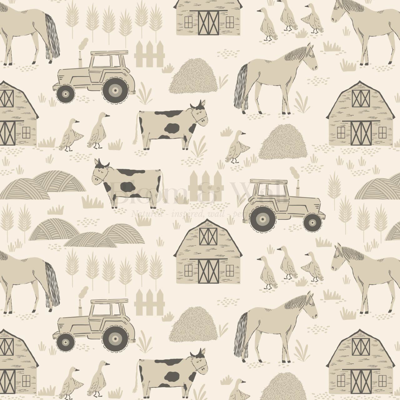 Caleb Farm Life Tan Wallpaper