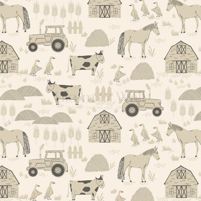 Caleb Farm Life Tan Wallpaper