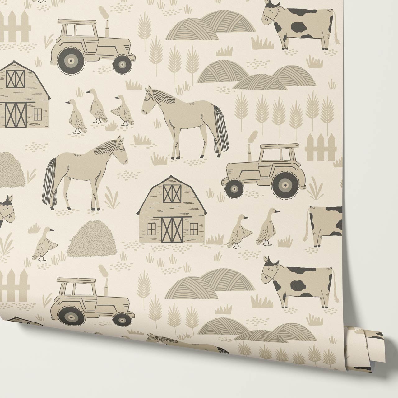 Caleb Farm Life Tan Wallpaper