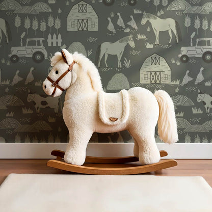 Caleb Farm Life Green Wallpaper