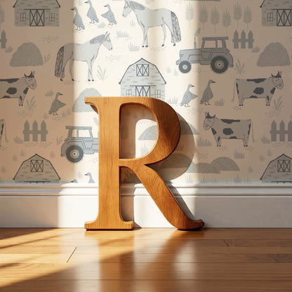 Caleb Farm Life Blue Cream Wallpaper