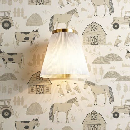 Caleb Farm Life Tan Wallpaper