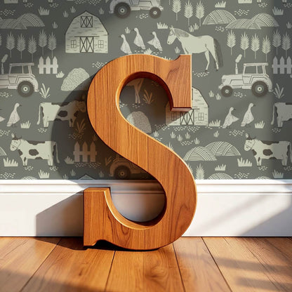 Caleb Farm Life Green Wallpaper