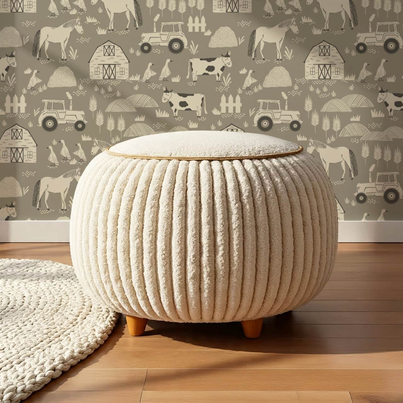 Caleb Farm Life Olive Stone Wallpaper