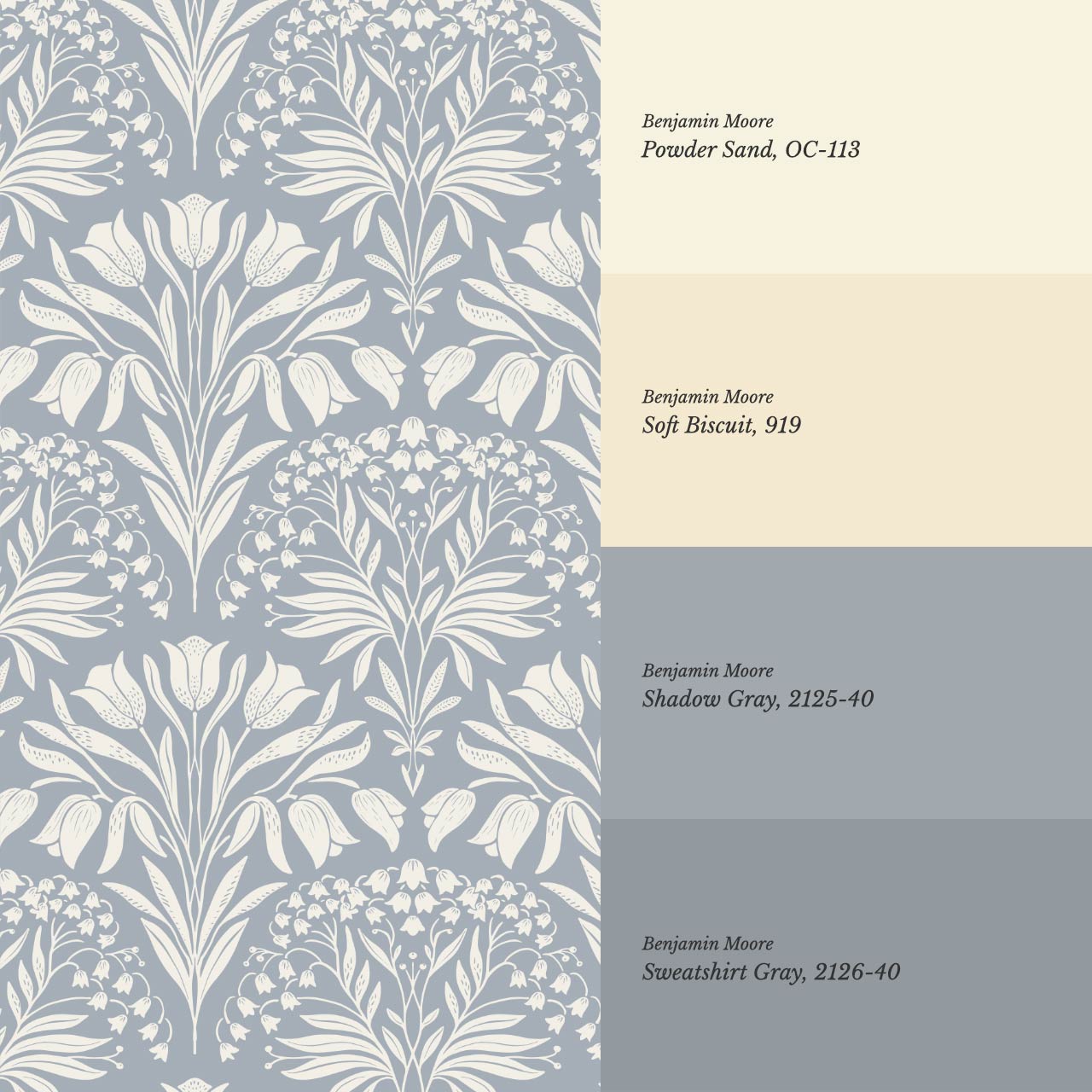 Camilla Tulip and Lily of the Valley Blue Wallpaper