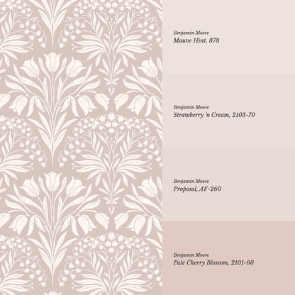 Camilla Tulip and Lily of the Valley Rose Dust Wallpaper
