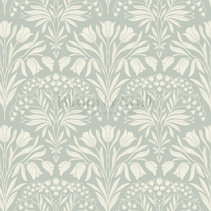 Camilla Tulip and Lily of the Valley Dry Sage Wallpaper