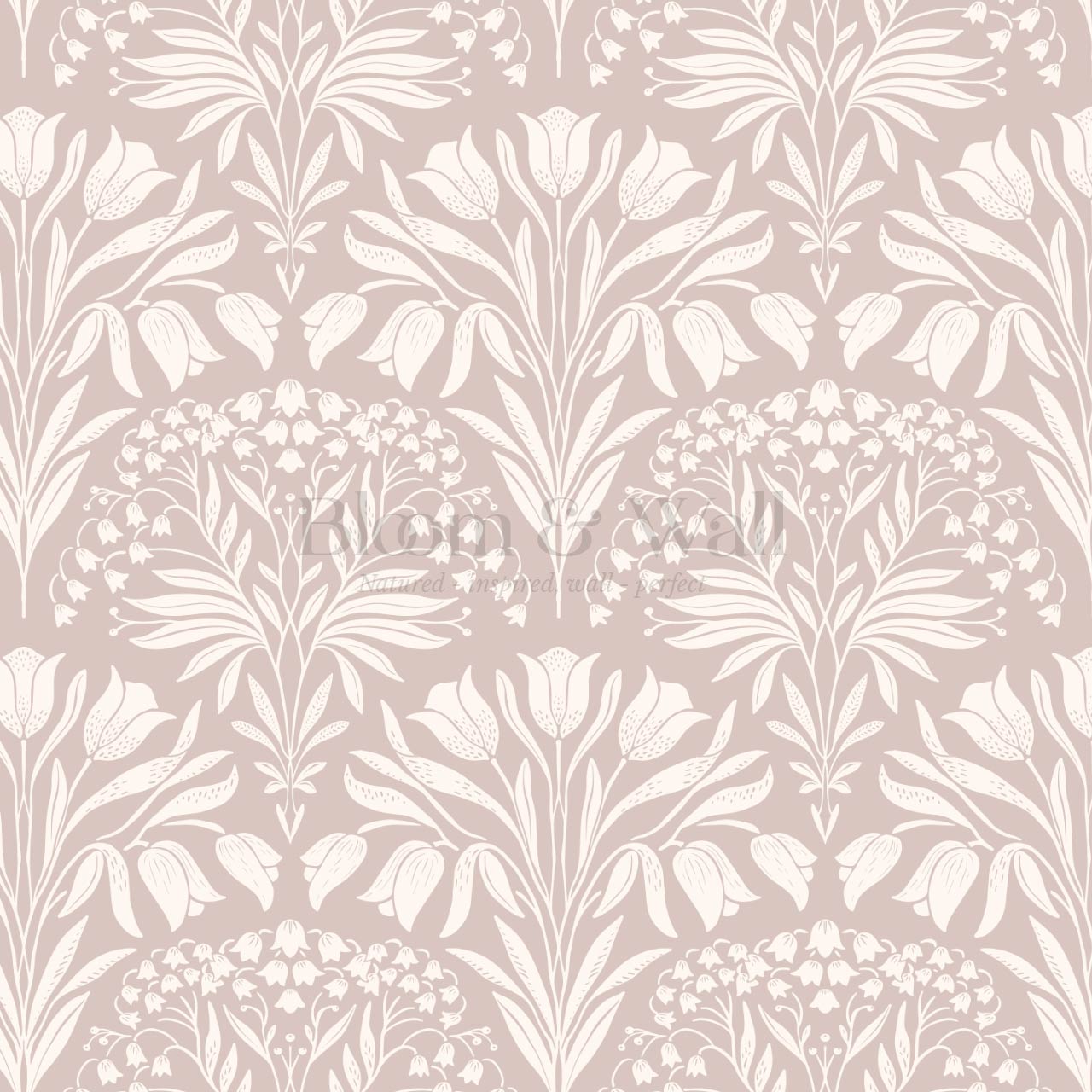 Camilla Tulip and Lily of the Valley Rose Dust Wallpaper
