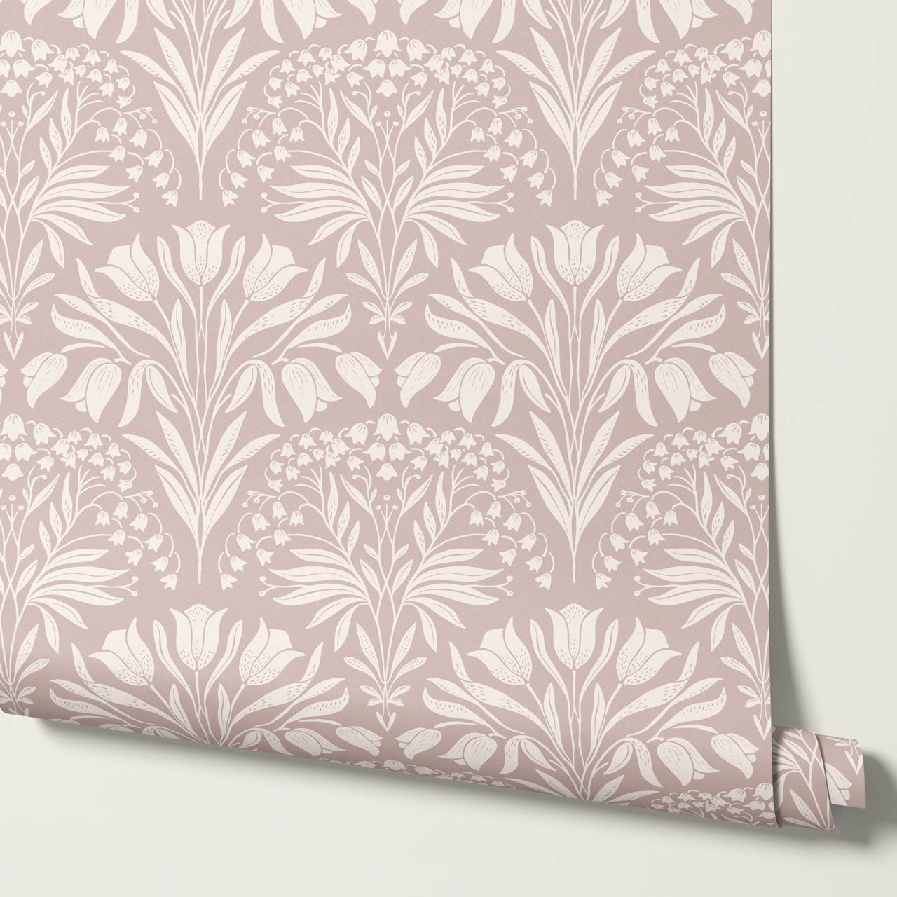 Camilla Tulip and Lily of the Valley Rose Dust Wallpaper