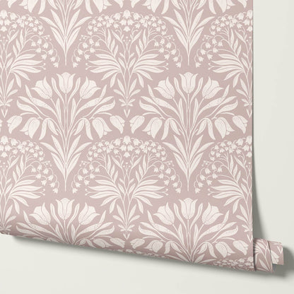 Camilla Tulip and Lily of the Valley Rose Dust Wallpaper