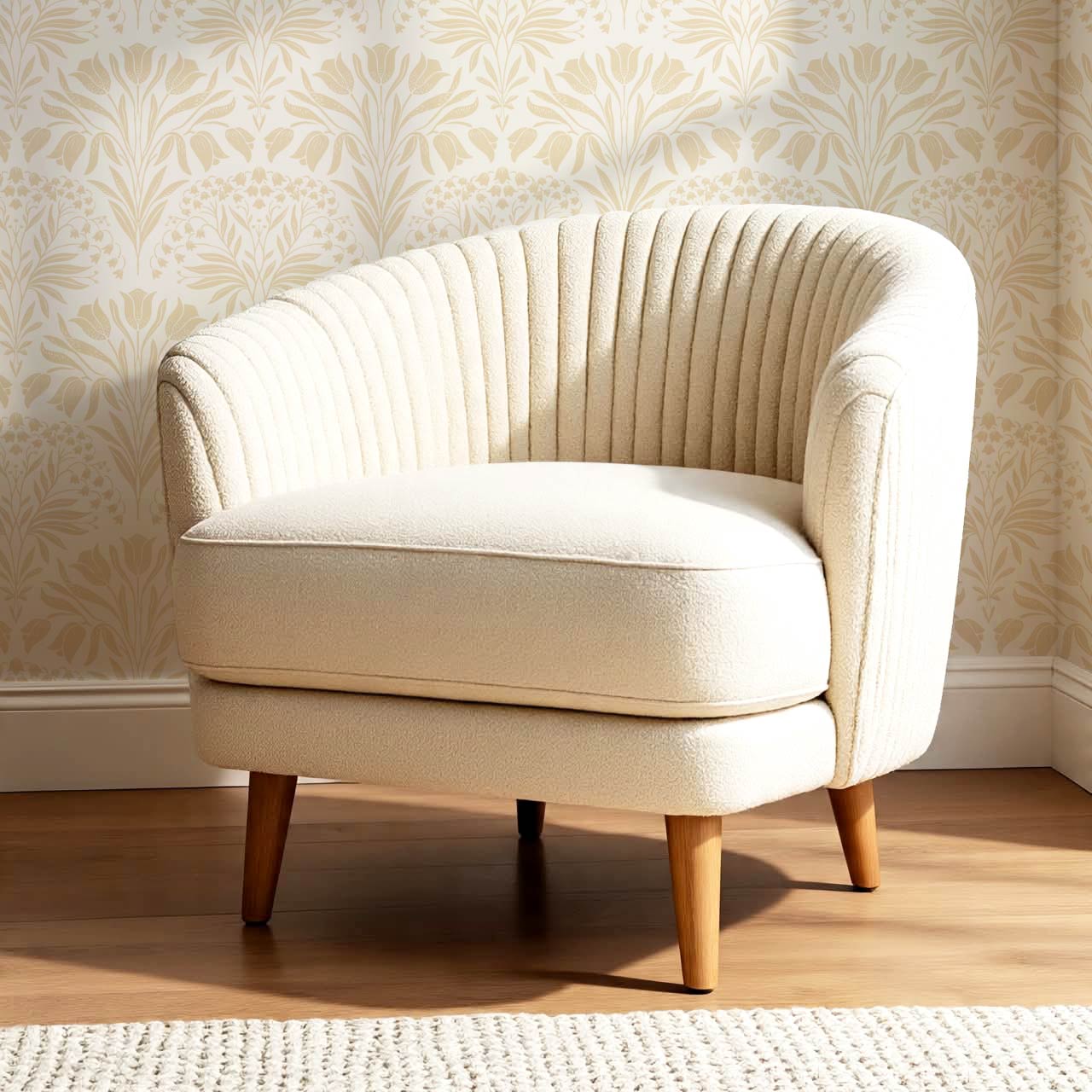 Camilla Tulip and Lily of the Valley Neutral Beige Wallpaper
