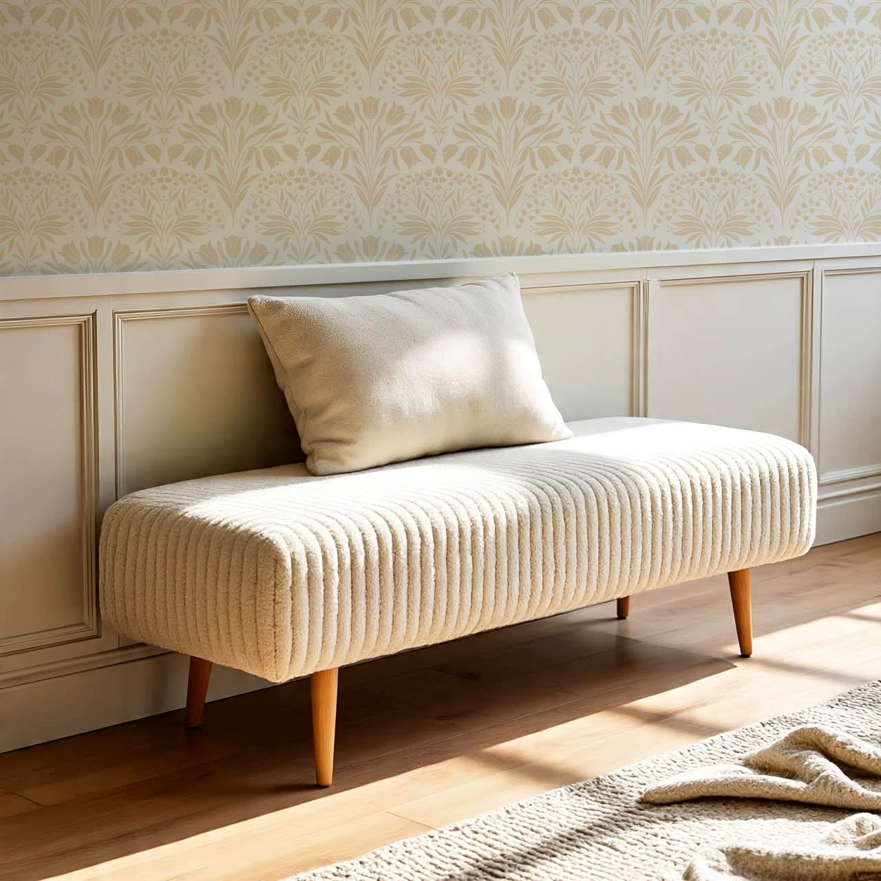 Camilla Tulip and Lily of the Valley Neutral Beige Wallpaper