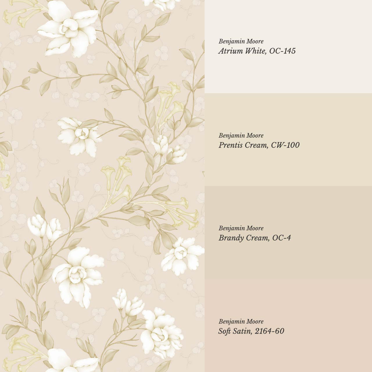 Cari Floral Beige Cream Wallpaper