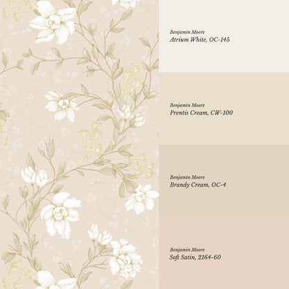 Cari Floral Beige Cream Wallpaper