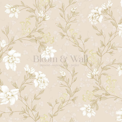 Cari Floral Beige Cream Wallpaper