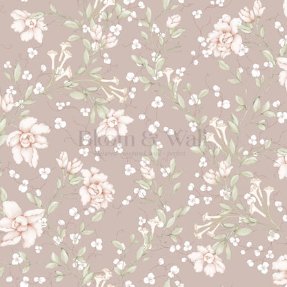 Cari Floral Mauve Cream Wallpaper