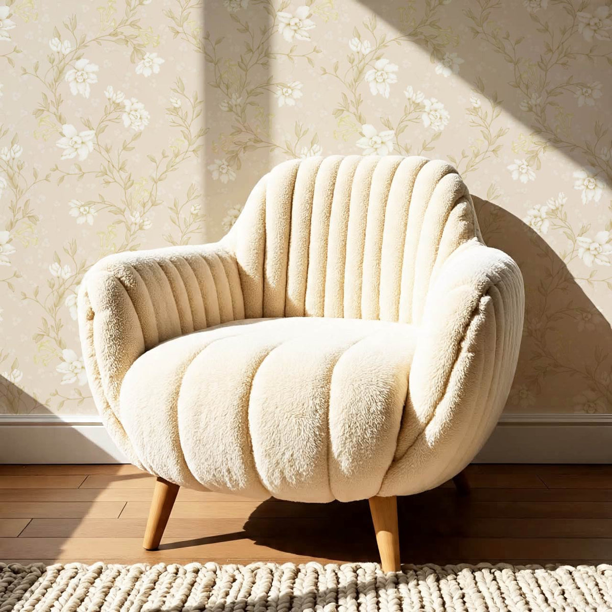 Cari Floral Beige Cream Wallpaper