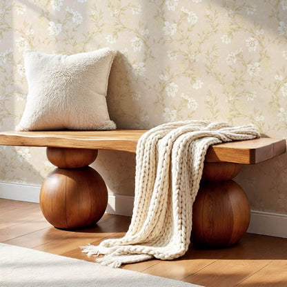 Cari Floral Beige Cream Wallpaper