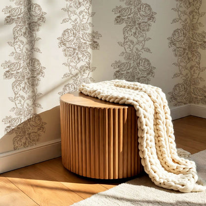 Carmelita Heritage Rose Vines Deep Brown Cream Wallpaper