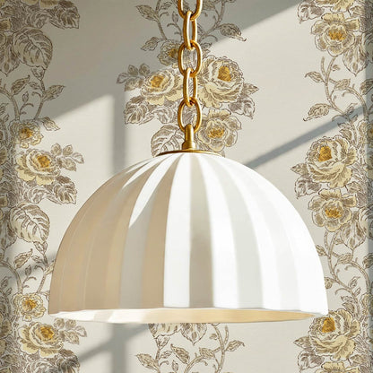Carmelita Heritage Rose Vines Yellow Cream Wallpaper