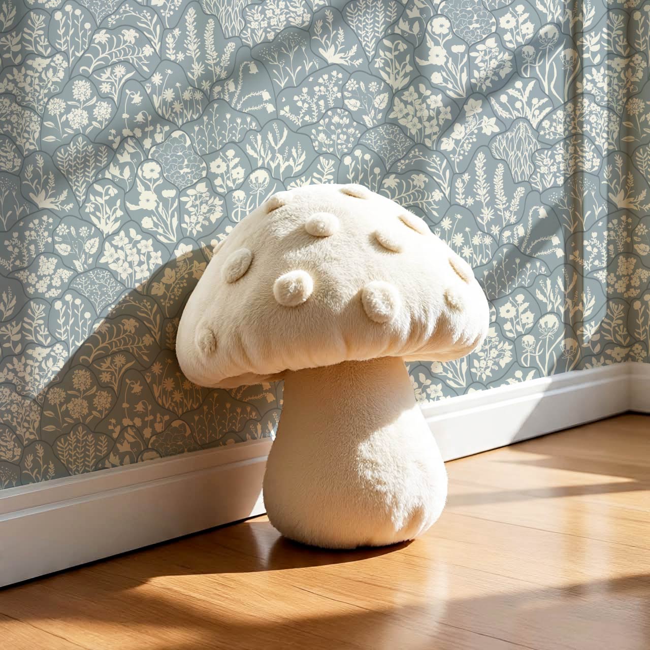 Caroline Layered Wildflowers Dove Blue Wallpaper