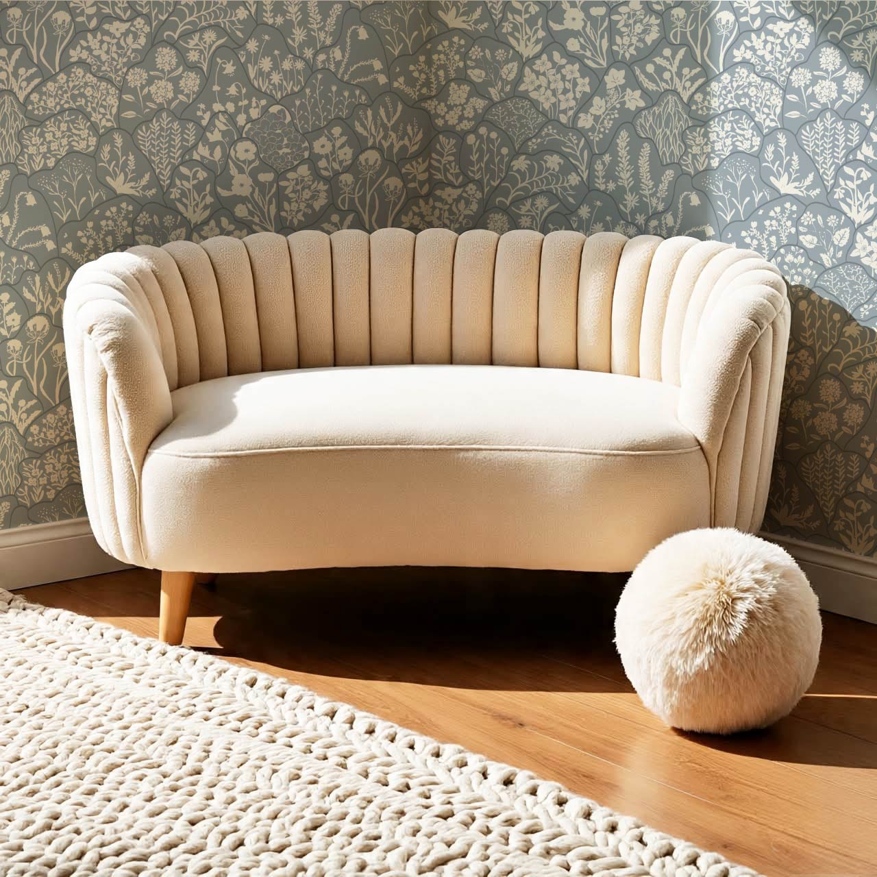 Caroline Layered Wildflowers Dove Blue Wallpaper