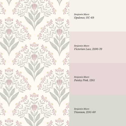 Carys Daisy Fan Sage Blush Wallpaper