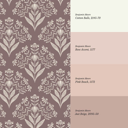 Carys Daisy Fan Wine Ivory Lace Wallpaper